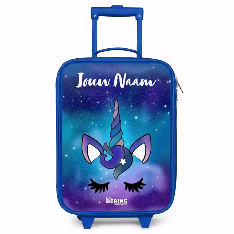 Kinderkoffer met naam - Blauw - Eenhoorn - Sterrenhemel - Blauw — 1