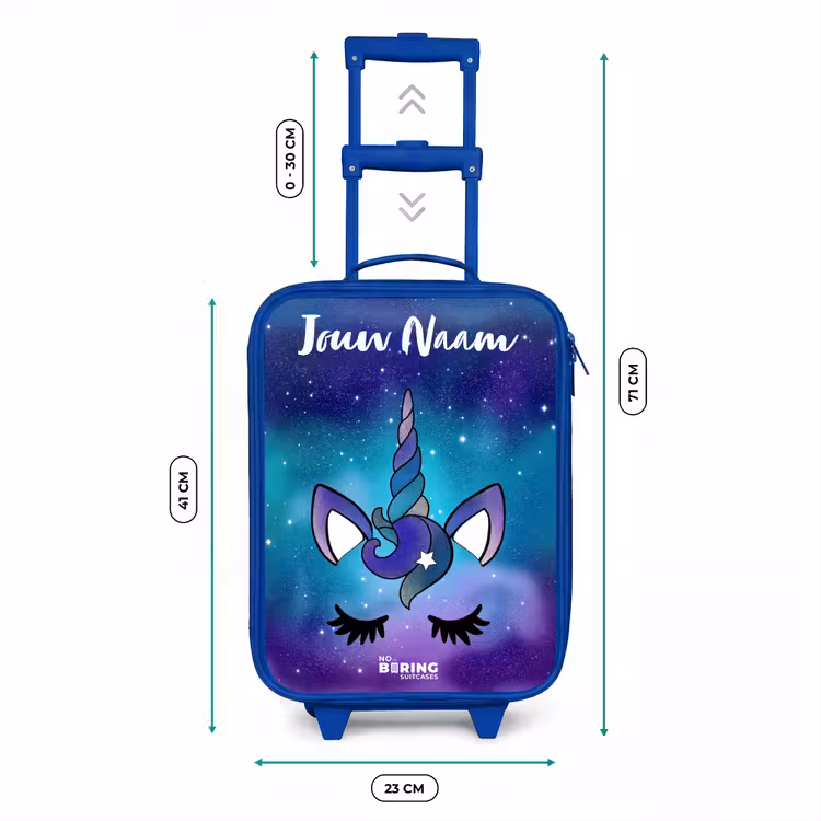 Kinderkoffer met naam - Blauw - Eenhoorn - Sterrenhemel - Blauw — 6