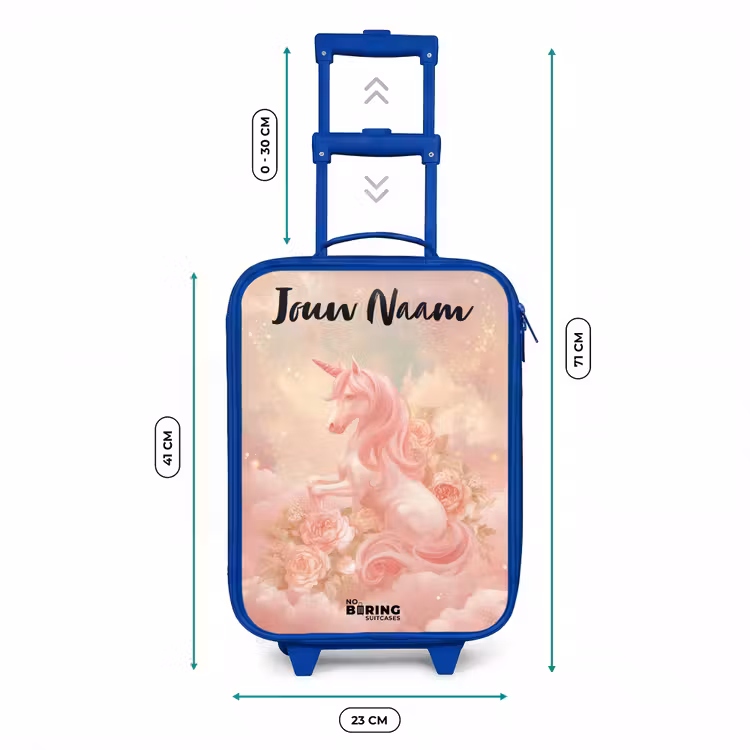 Kinderkoffer met naam - Blauw - Eenhoorn - Wolken - Roze — 6