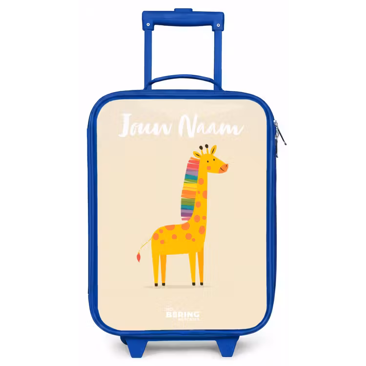 Kinderkoffer met naam - Blauw - Giraffe - Dier - Kleurrijk — 1