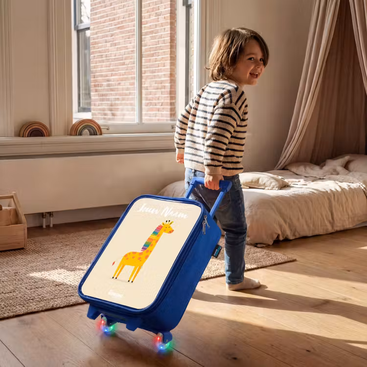 Kinderkoffer met naam - Blauw - Giraffe - Dier - Kleurrijk — 3