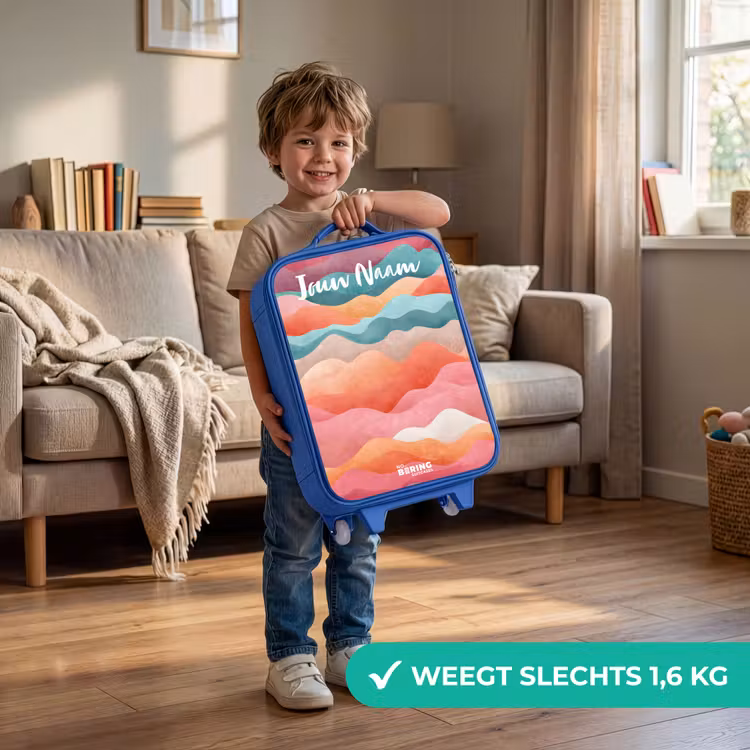 Kinderkoffer met naam - Blauw - Golven - Kleurrijk - Abstract — 2