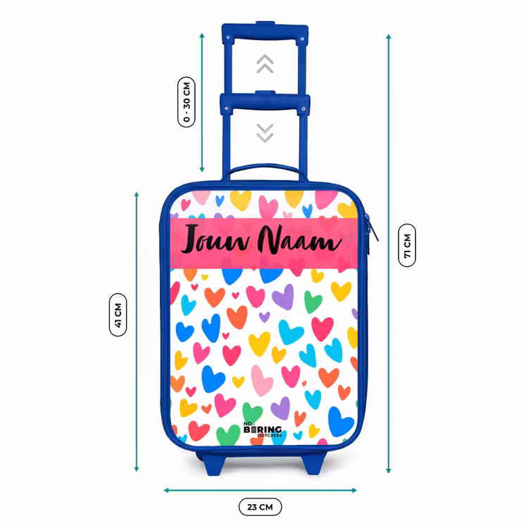 Kinderkoffer met naam - Blauw - Hartjes - Kleurrijk - Patroon — 6