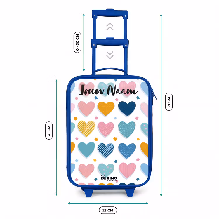 Kinderkoffer met naam - Blauw - Hartjes - Pastel - Patroon — 6