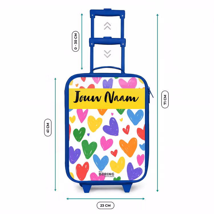 Kinderkoffer met naam - Blauw - Hartjes - Patroon - Kleurrijk — 6
