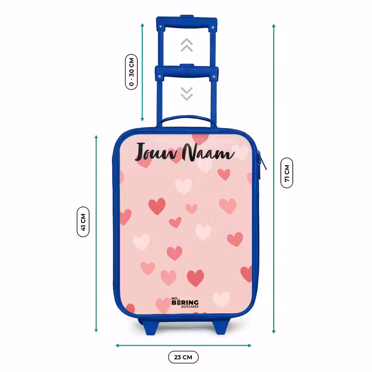 Kinderkoffer met naam - Blauw - Hartjes - Patroon - Roze — 6