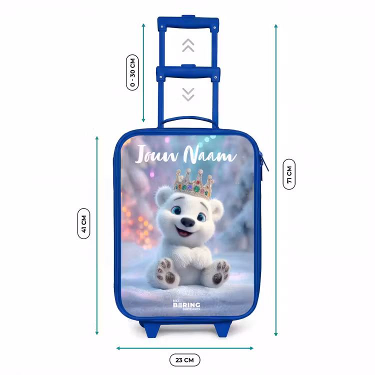 Kinderkoffer met naam - Blauw - Ijsbeer - Kroon - Winter — 6