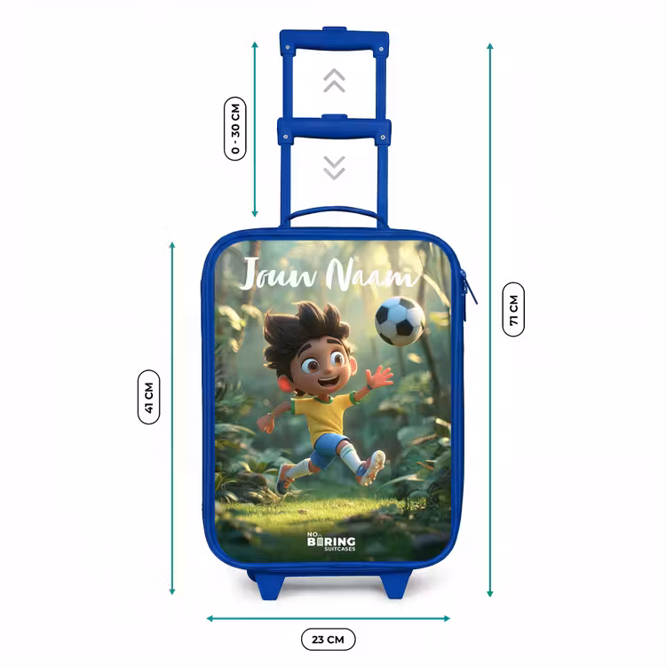 Kinderkoffer met naam - Blauw - Jongen - Voetbal - Bos - Bomen — 6