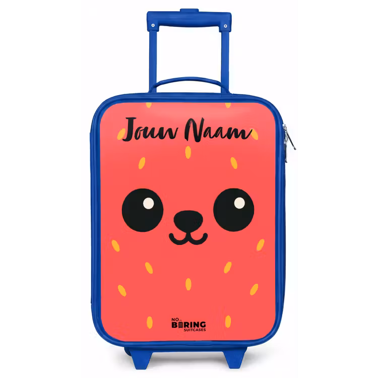 Kinderkoffer met naam - Blauw - Kawai - Aardbei - Rood — 1