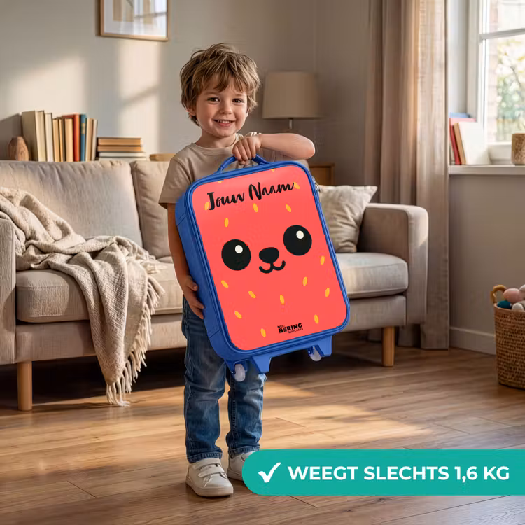 Kinderkoffer met naam - Blauw - Kawai - Aardbei - Rood — 2