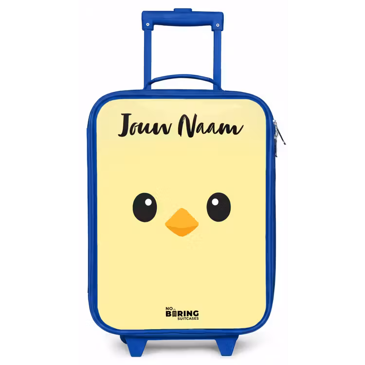 Kinderkoffer met naam - Blauw - Kawai - Kuiken - Geel — 1