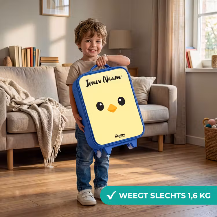 Kinderkoffer met naam - Blauw - Kawai - Kuiken - Geel — 2