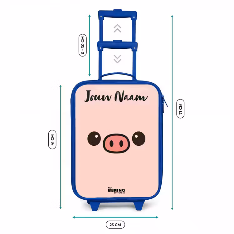Kinderkoffer met naam - Blauw - Kawai - Varken - Roze — 6