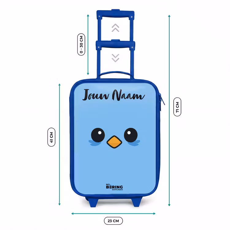 Kinderkoffer met naam - Blauw - Kawai - Vogel - Blauw — 6