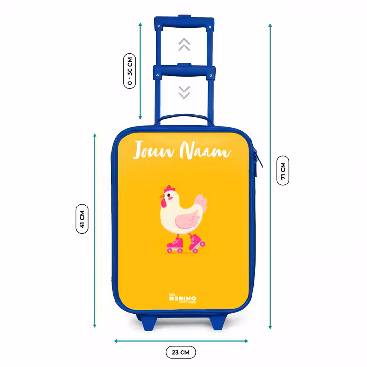 Kinderkoffer met naam - Blauw - Kip - Rolschaatsen - Geel — 6