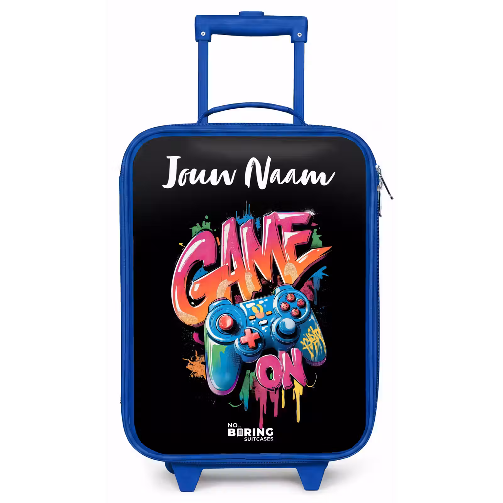 Kinderkoffer met naam - Blauw - Controller - Game - Graffiti - Tekst — 1