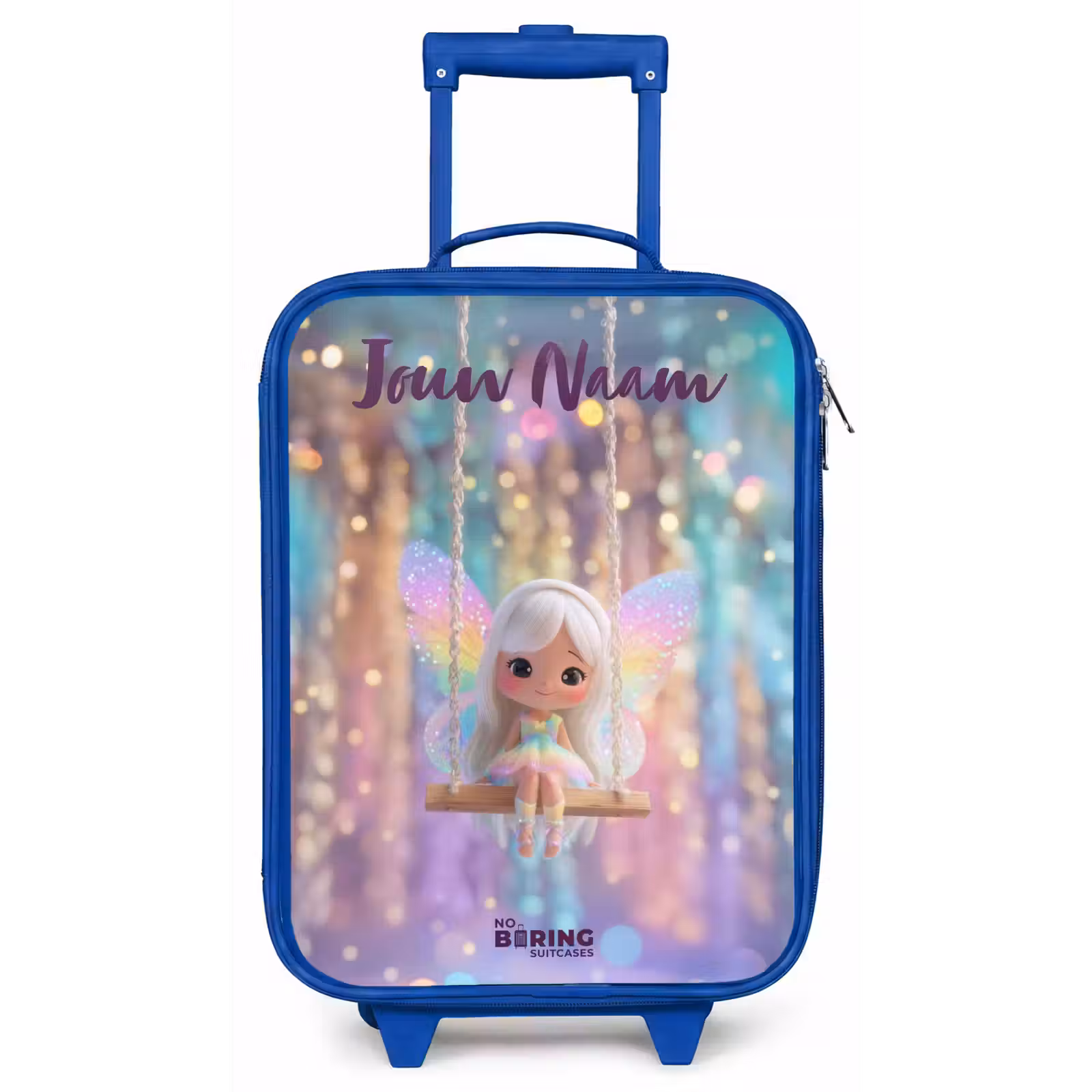 Kinderkoffer met naam - Blauw - Fee - Elf - Regenboog — 1