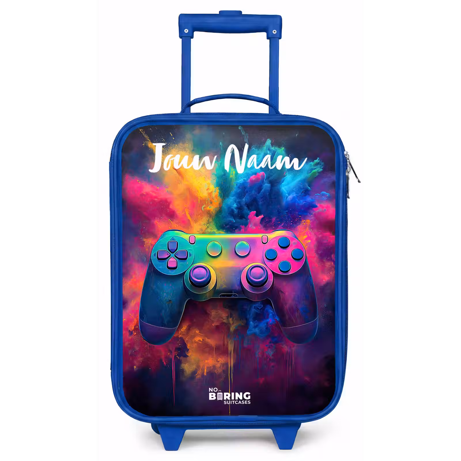 Kinderkoffer met naam - Blauw - Game - Controller - Kleurrijk - Explosie — 1