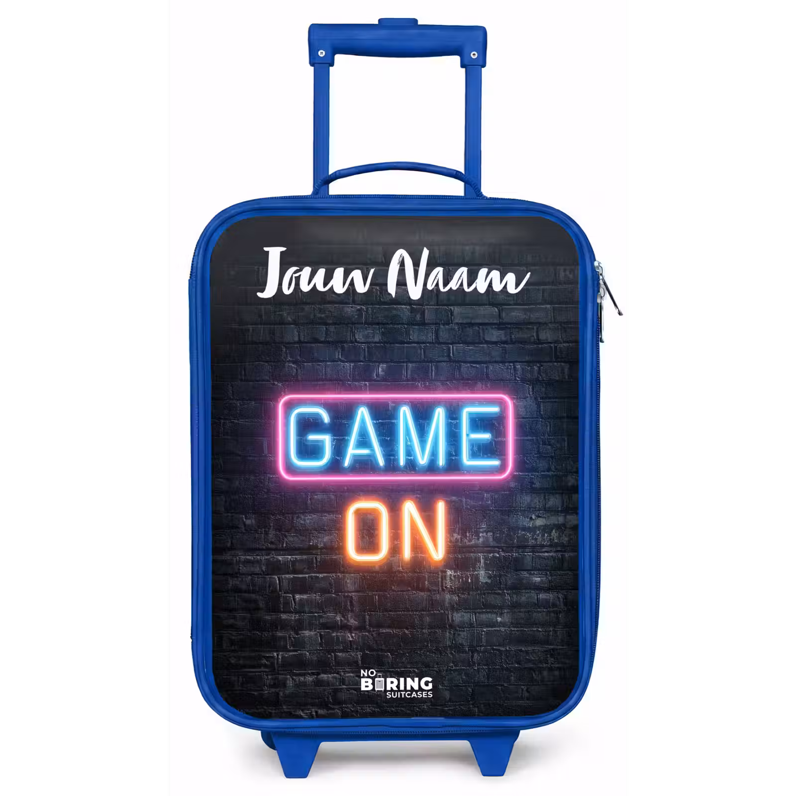 Kinderkoffer met naam - Blauw - Game - Neon - Muur — 1
