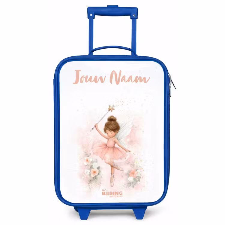 Kinderkoffer met naam - Blauw - Ballerina fee in roze — 1