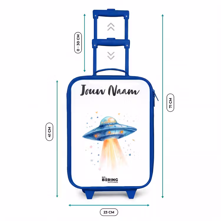 Kinderkoffer met naam - Blauw - Blauw ruimteschip met lichtstraal — 6