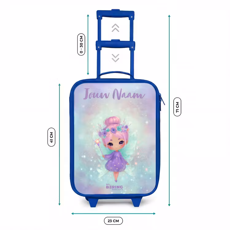 Kinderkoffer met naam - Blauw - Bloemenfee in pastelglans — 6