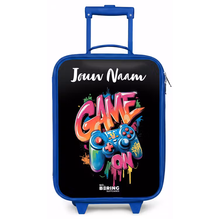 Kinderkoffer met naam - Blauw - Controller - Game - Graffiti - Tekst — 1
