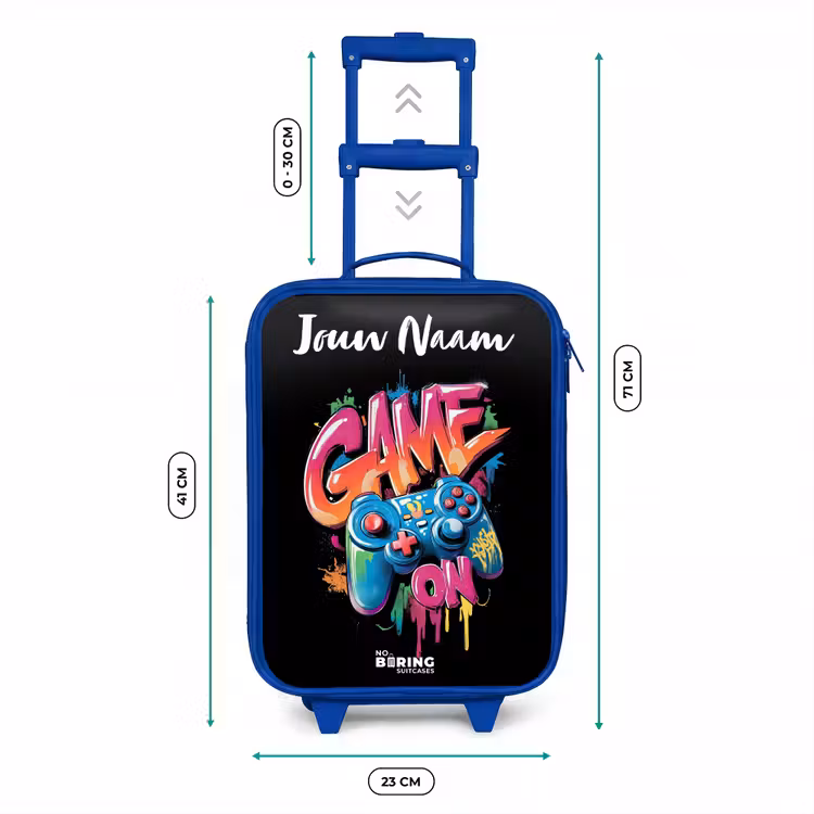 Kinderkoffer met naam - Blauw - Controller - Game - Graffiti - Tekst — 6