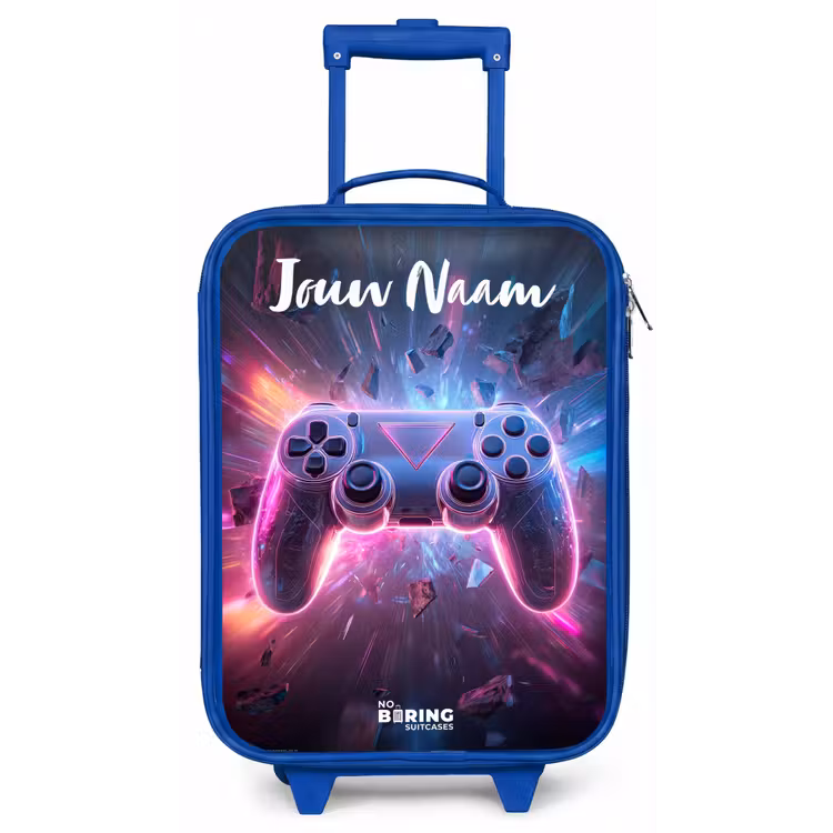 Kinderkoffer met naam - Blauw - Controller - Neon - Game — 1
