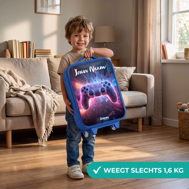 Kinderkoffer met naam - Blauw - Controller - Neon - Game — 2