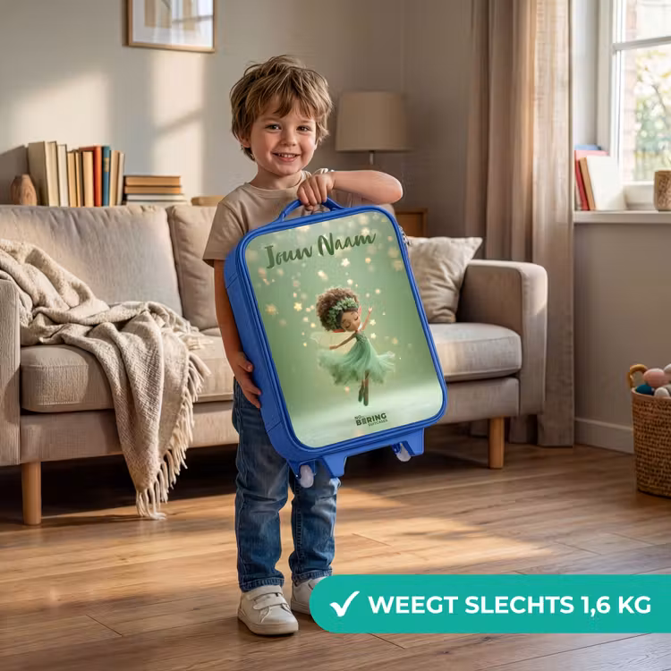 Kinderkoffer met naam - Blauw - Dansende fee in groen licht — 2