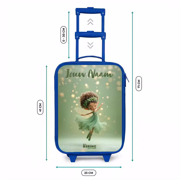 Kinderkoffer met naam - Blauw - Dansende fee in groen licht — 6
