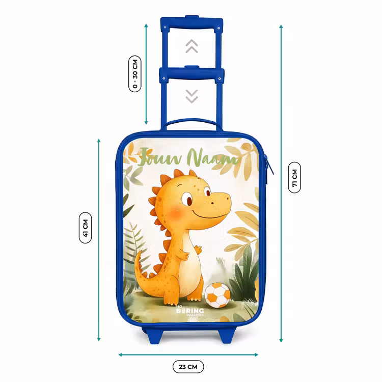 Kinderkoffer met naam - Blauw - Dino - Voetbal - Oranje — 6
