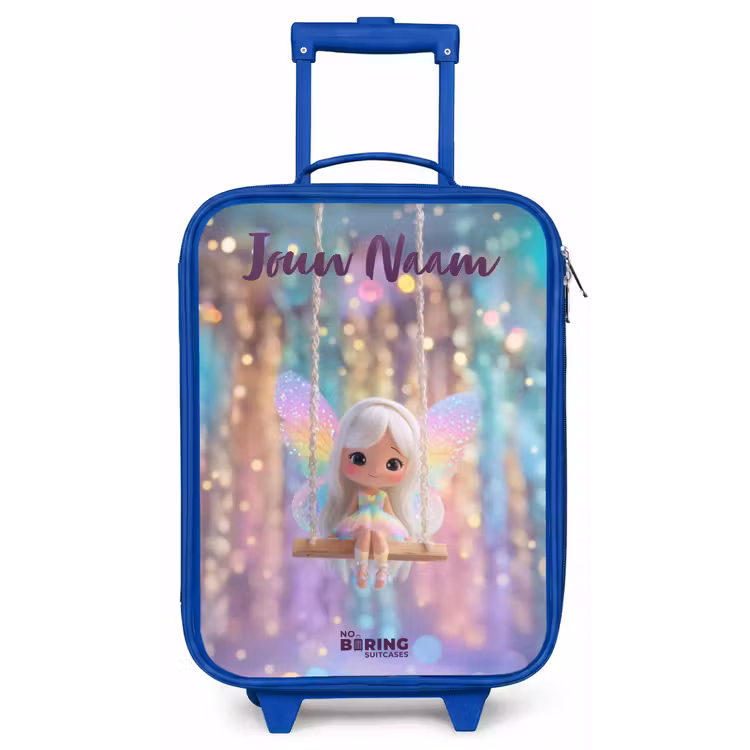 Kinderkoffer met naam - Blauw - Fee - Elf - Regenboog — 1