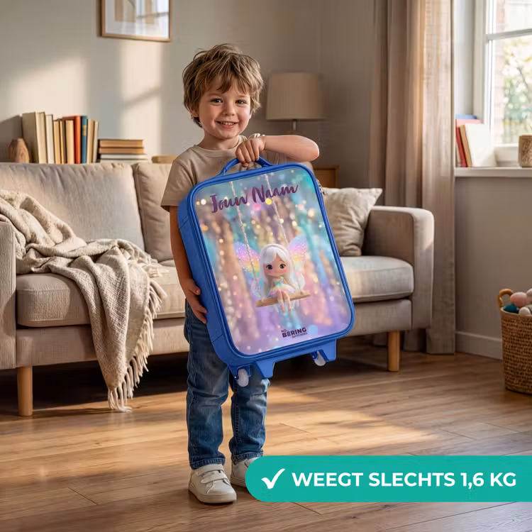 Kinderkoffer met naam - Blauw - Fee - Elf - Regenboog — 2