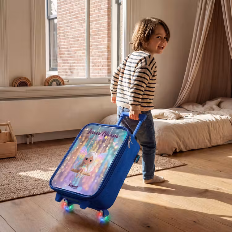 Kinderkoffer met naam - Blauw - Fee - Elf - Regenboog — 3