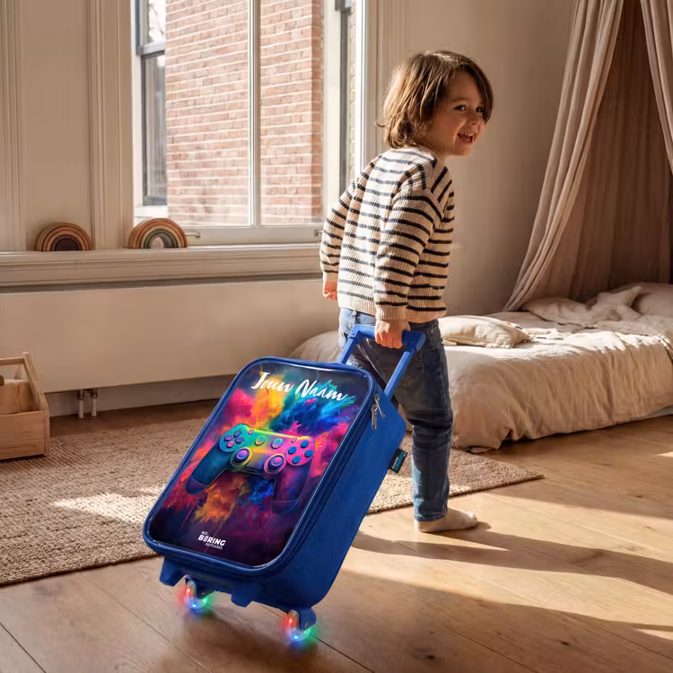 Kinderkoffer met naam - Blauw - Game - Controller - Kleurrijk - Explosie — 3