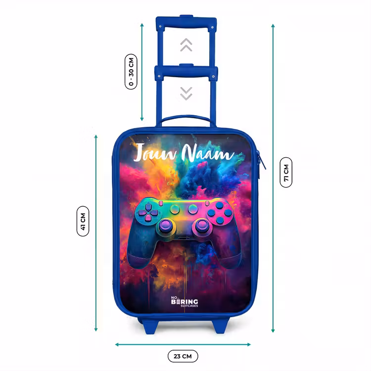 Kinderkoffer met naam - Blauw - Game - Controller - Kleurrijk - Explosie — 6