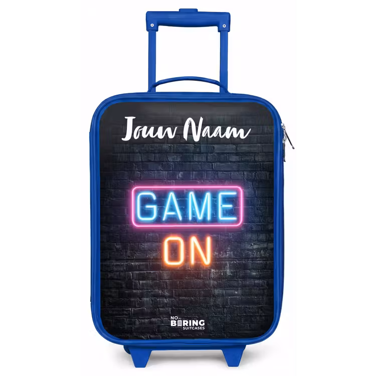 Kinderkoffer met naam - Blauw - Game - Neon - Muur — 1