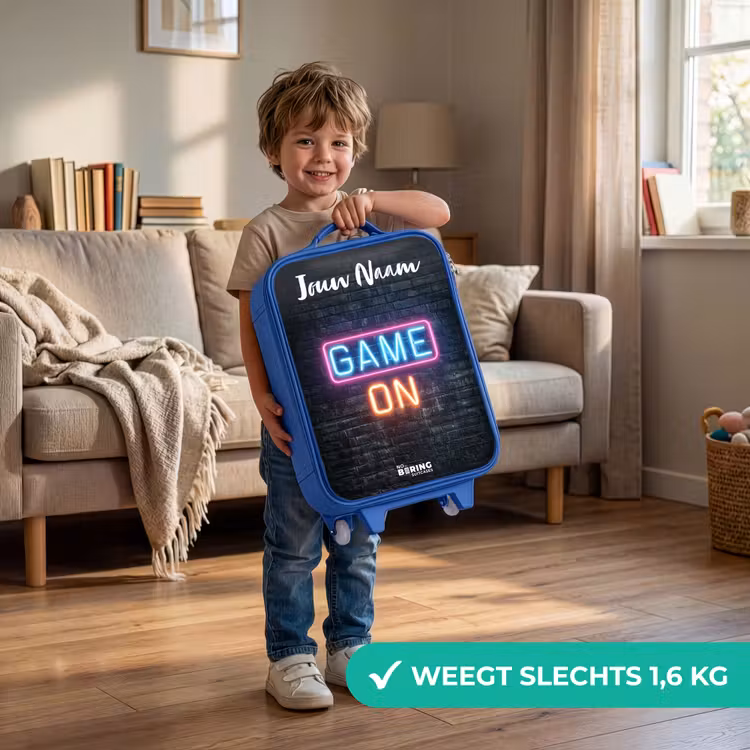 Kinderkoffer met naam - Blauw - Game - Neon - Muur — 2