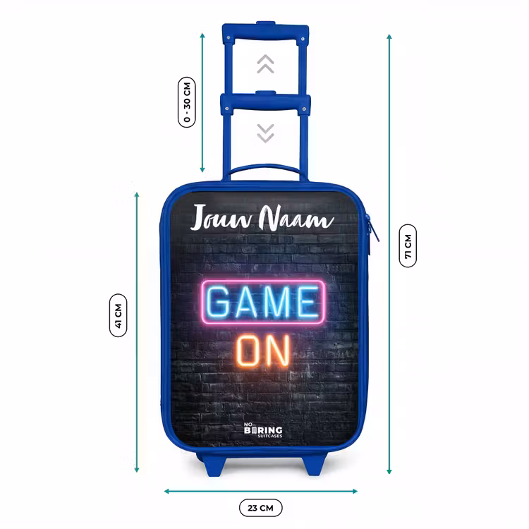 Kinderkoffer met naam - Blauw - Game - Neon - Muur — 6