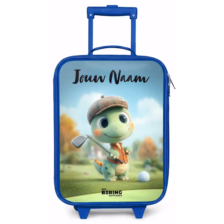 Kinderkoffer met naam - Blauw - Golf - Dino - Groen — 1