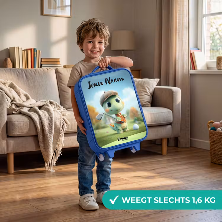 Kinderkoffer met naam - Blauw - Golf - Dino - Groen — 2