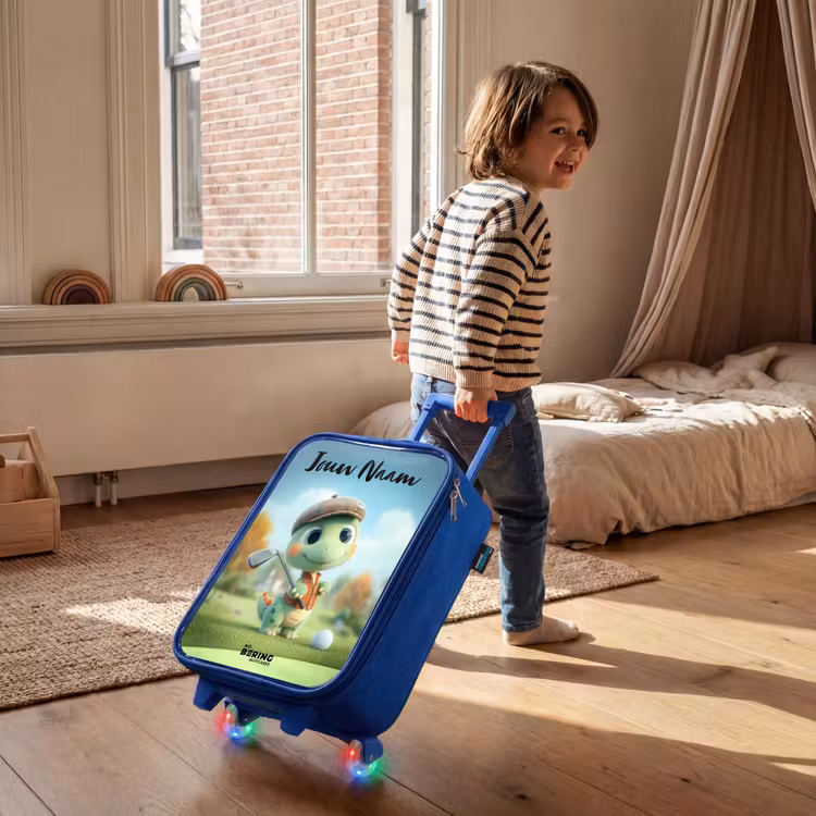 Kinderkoffer met naam - Blauw - Golf - Dino - Groen — 3