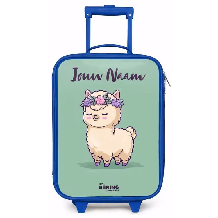 Kinderkoffer met naam - Blauw - Kawai - Alpaca - Groen — 1