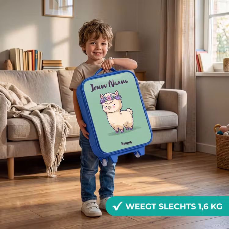Kinderkoffer met naam - Blauw - Kawai - Alpaca - Groen — 2
