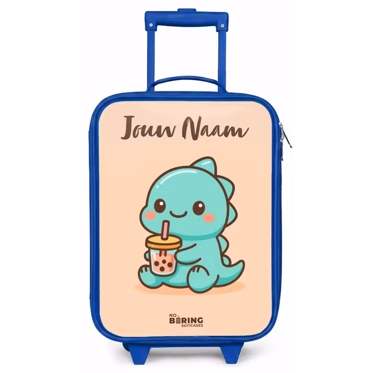 Kinderkoffer met naam - Blauw - Kawai - Dino - Bubbletea — 1