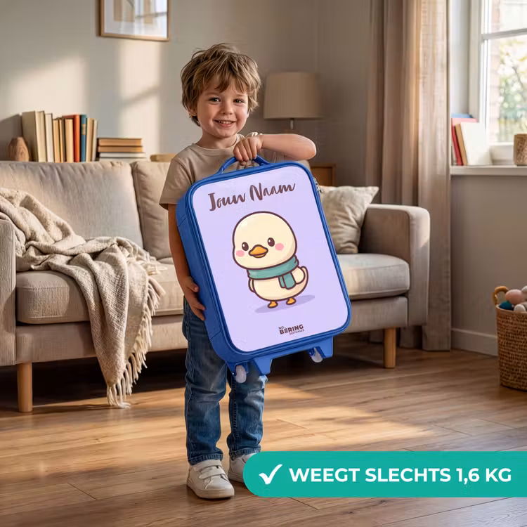 Kinderkoffer met naam - Blauw - Kawai - Eend - Sjaal — 2