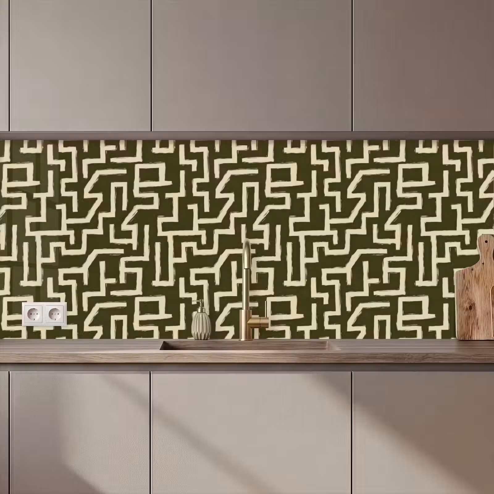 Keuken achterwand - Abstract - Lijnen - Groen — 1