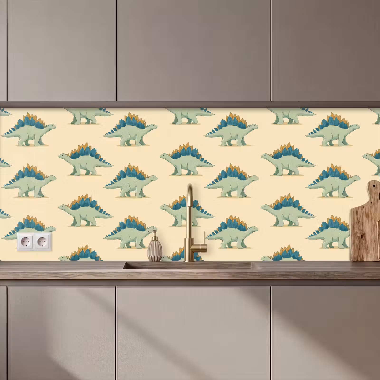 Keuken achterwand - Dino - Patroon - Groen — 1